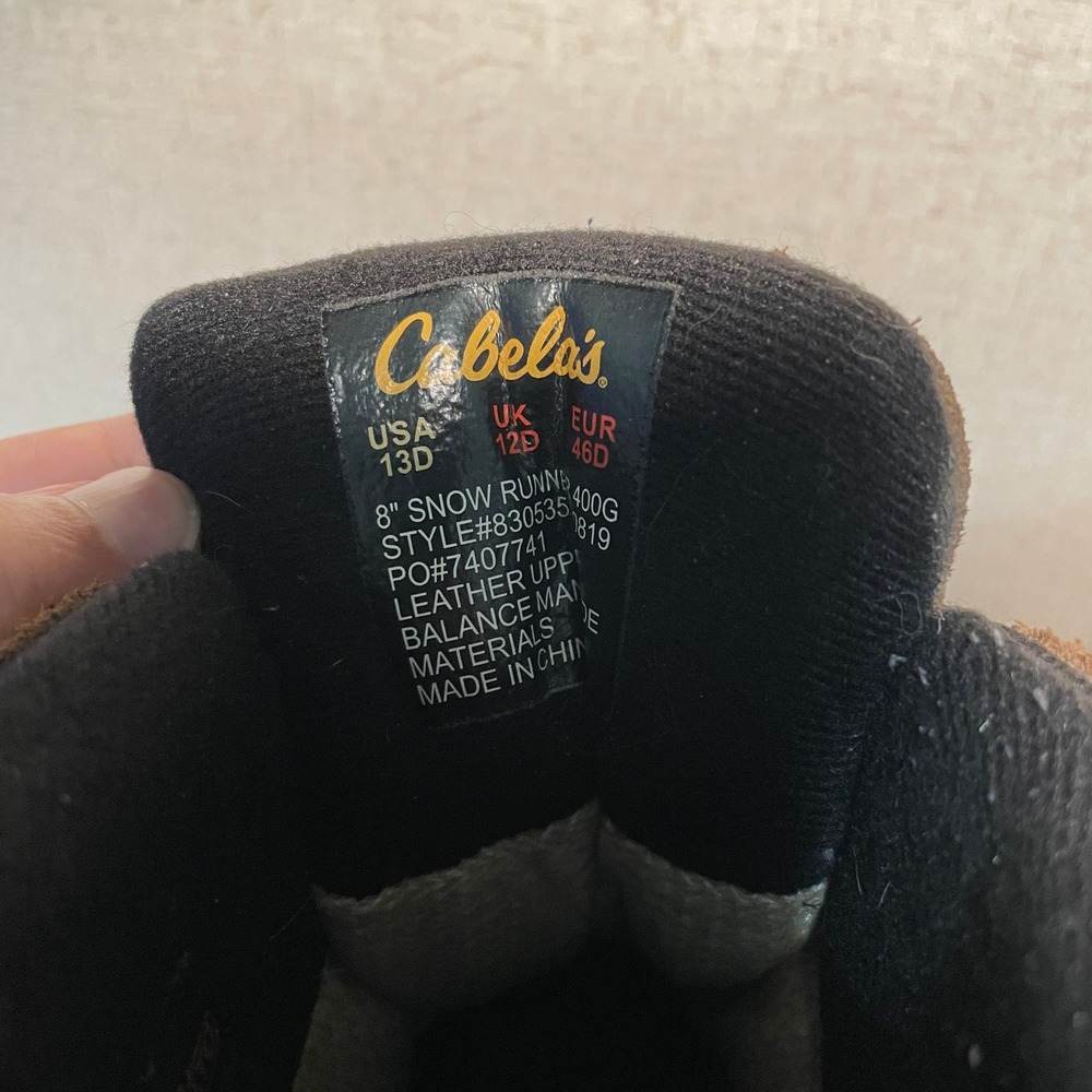 Cabelas Mens 8" Hunting Boots 400g Insulated Thinsulate WaterProof 83-0535 13D - Picture 7 of 10